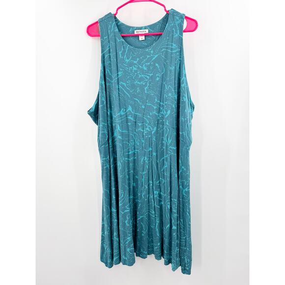 Athleta Dresses & Skirts - Athleta Dress Womens Size 3X Santorini Patterened Sleeveless Teal Marble Stretch